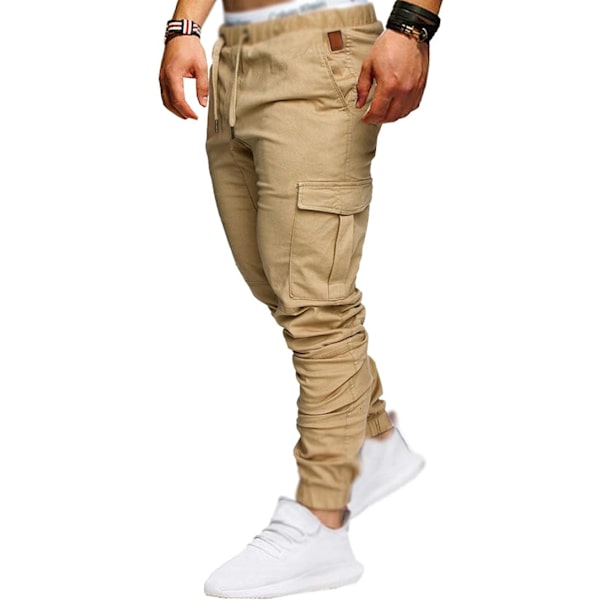 Herr Joggerbyxor Cargo Sweatpants Elastisk Midja Sweatpants Plus