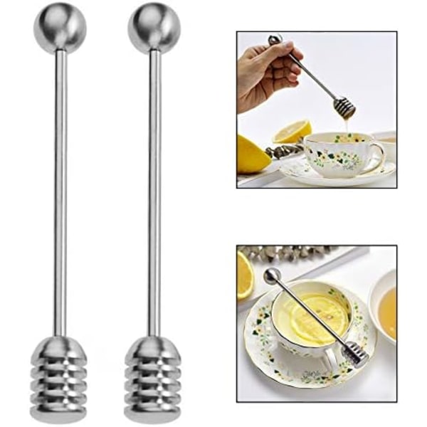 2 stk. 304 rustfrit stål honningdipper, sirupdipper serveringsstav