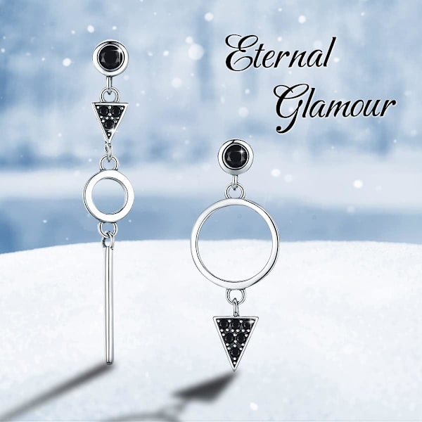 Geometriska Halo-örhängen - 925 Sterling Silver - Lång Drop