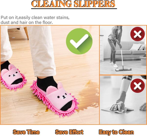 1 par vaskbare mopp tøfler sko mikrofiber chenille gjenbrukbare D