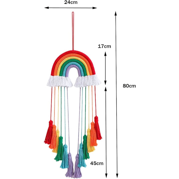 Goodchanceuk Macrame Regnbåge Väggdekor Pom Poms för Barnrum