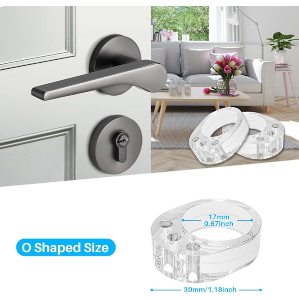 Dørstoppere 6 stk PVC Dørhåndtak Stopper Dørbuffer Silico