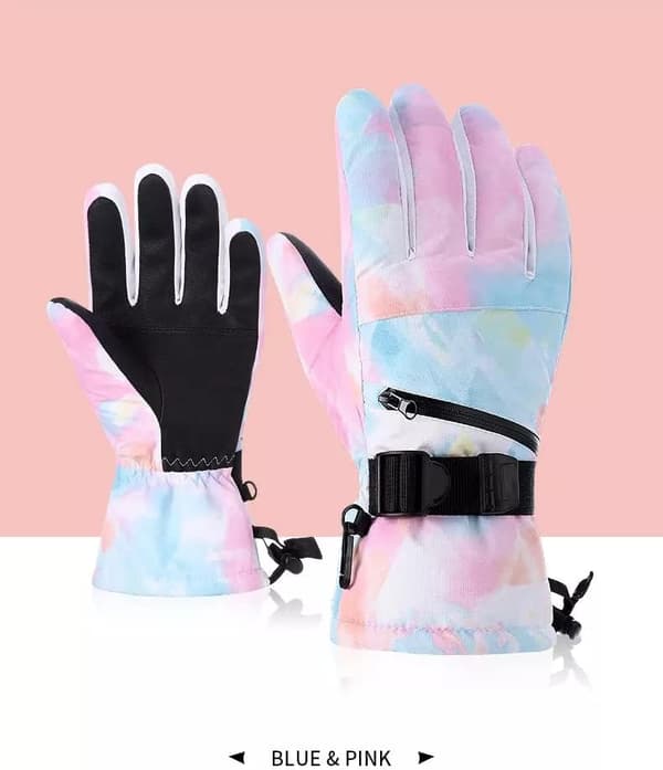 1 par Dame - Rosa og Blå (størrelse M) Snøhansker, termisk vinter