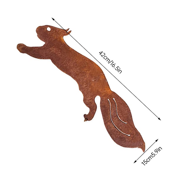 Orava-puu - Metallipihakoriste - 42 cm - Luonnollinen ruoste