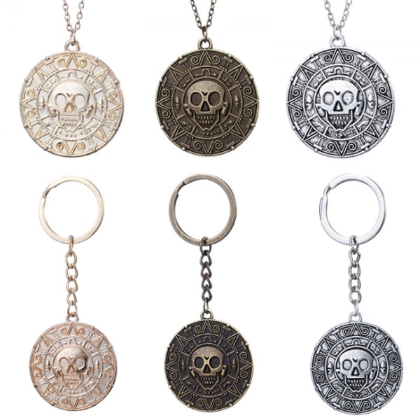 2 sjove Jack Sparrow Pirates of the Caribbean Aztek Coin Halskæder