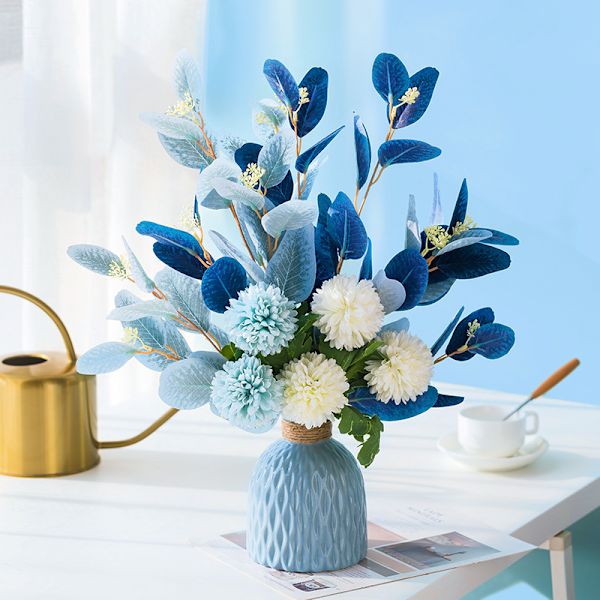 Konstgjorda blommor med vas Faux hortensia blomsterarrangemang f