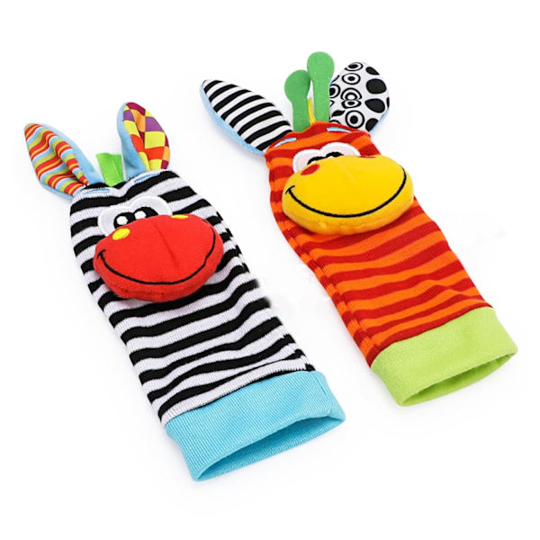 4 st mjuka baby-skallror, söta mjuka babystrumpor leksaker, handledsleksak, Ba