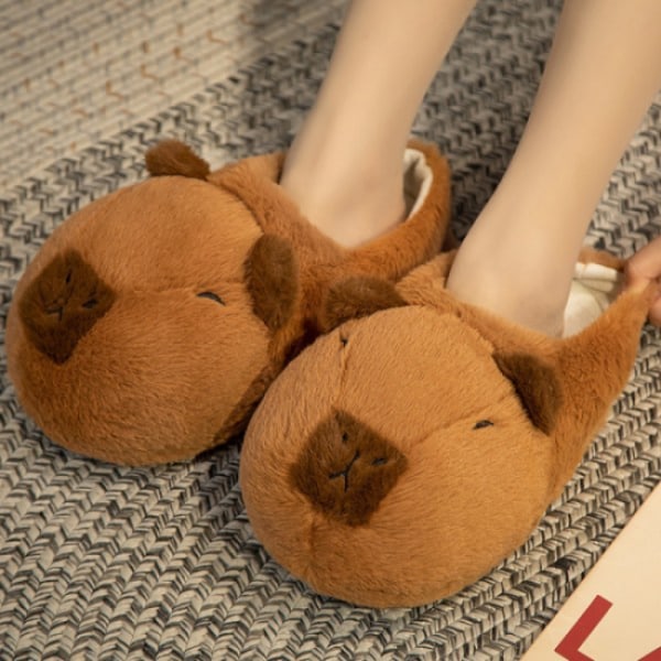 Cartoon Capybara Warm Slippers Mjuka halkfria hemtofflor