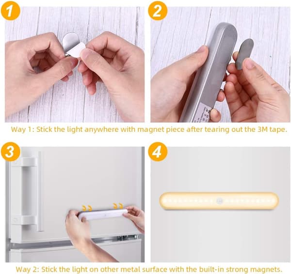 Trådløs skaplampe 20 LED bevegelsessensor USB-oppladbar