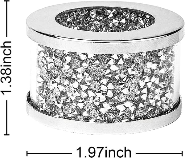 sett med 4 serviettringer, sølvglitrende knust diamant serviettring