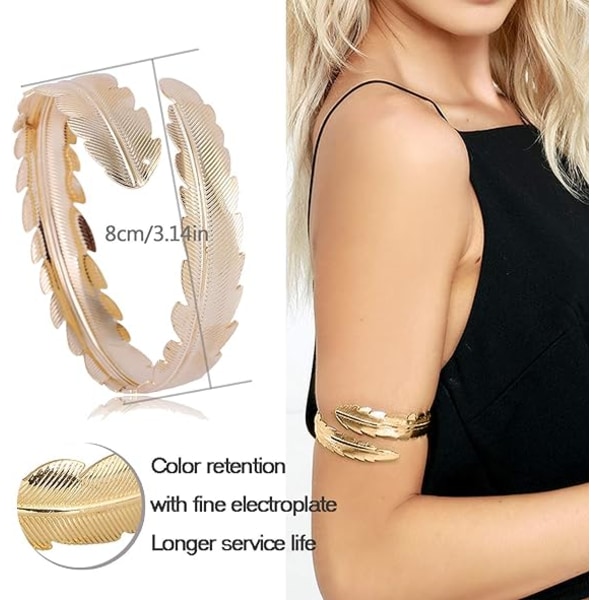 Arm Cuff Overarm Bånd Manchet Armbånd til Kvinder Guld Justerbar