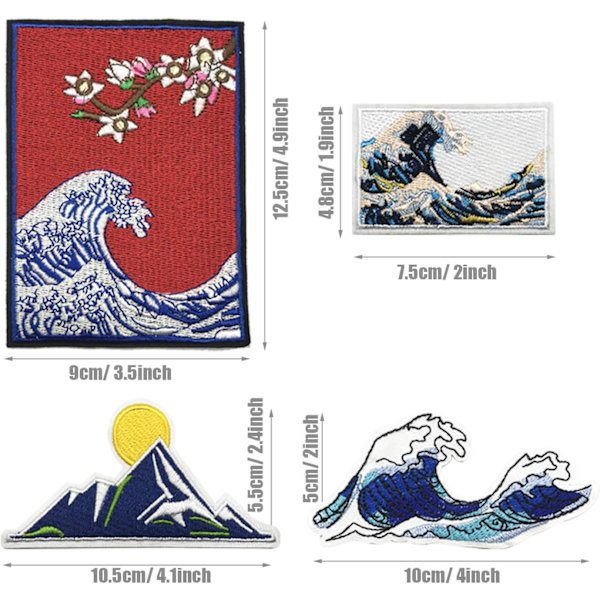 Iron-on Patch, 12 PCS Wave The Sunset Patch Sticker Iron-on Patch
