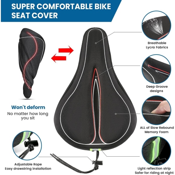 Cykelsadelbetræk, Memory Foam Cykelsadel Komfortbetræk 18 x 28c
