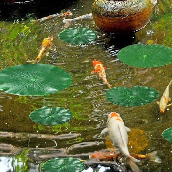10 st konstgjorda flytande lotusblad för dammdekoration