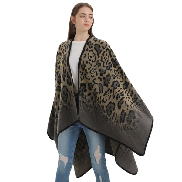 Blå kashmir sjal til kvinder, klassisk leopardprint, til alle årstider