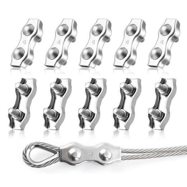10 st M4 Duplex Clips 304 Rostfritt Stål Kabelklämmor Duplex Cab