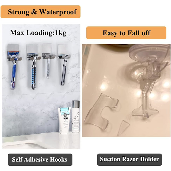 Razor Holder Klæbende Krog Dobbelt Vandtæt Metal Krog Razor Hol