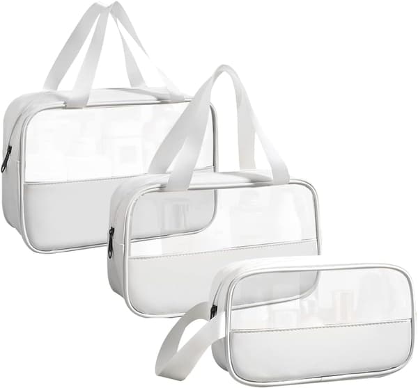 (Vit) 4 delar transparent necessär, vattentät PVC-necessär