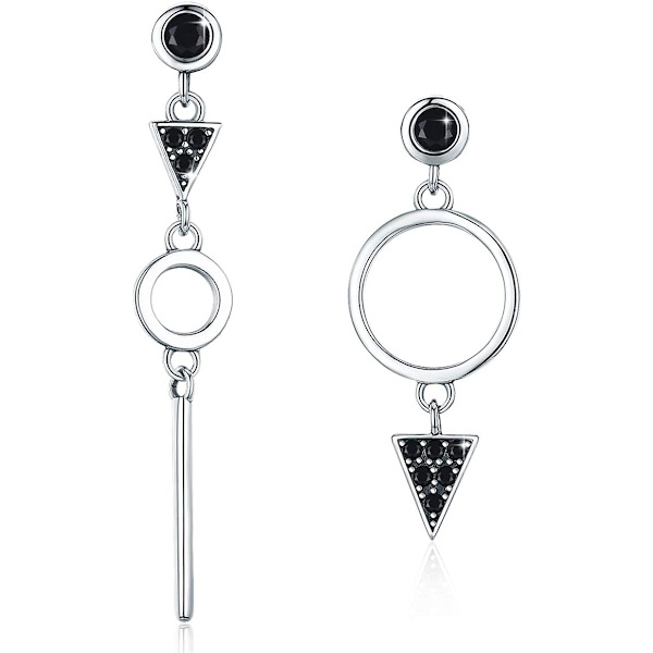 Geometriska Halo-örhängen - 925 Sterling Silver - Lång Drop