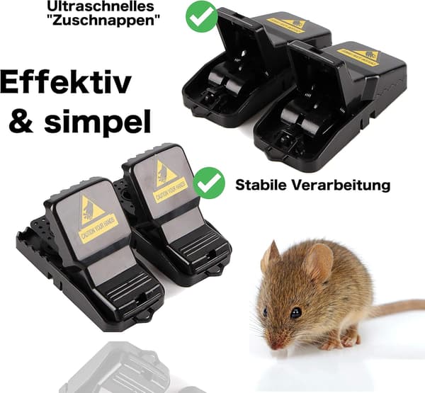 6X Musfälla Musfälla Snap Trap Återanvändbar Fälla för Mus, Råtta - M