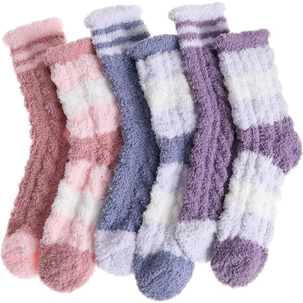 6 par kvinners fluffy sokker koselige fleece seng tøfler plysj hytte wa