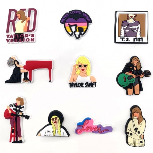 10 st 3D-träskor sandaler prydnader (Taylor Swift), skoprydnader, söta skoprydnader för träskor skor armband DIY