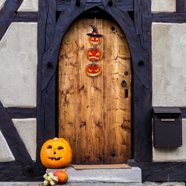 3 stk. Halloween træhængeskilt, Liwein trægræskar skilt