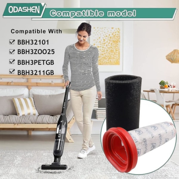 2 kpl 25.2v/21.6v suodatin Bosch Flexxo Series 4 -johdottomalle imurille