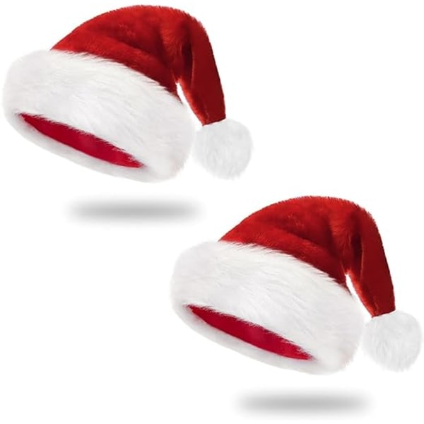 2 stycken julmössa för barn, julmössa, sammetskomfort, tjock pälshatt, julmössa med stor boll, julmössa i plysch (2)