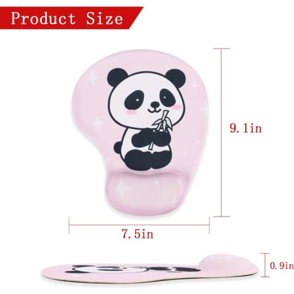 Panda ergonomisk musematte med håndleddstøtte, håndleddsbeskyttet, Pe