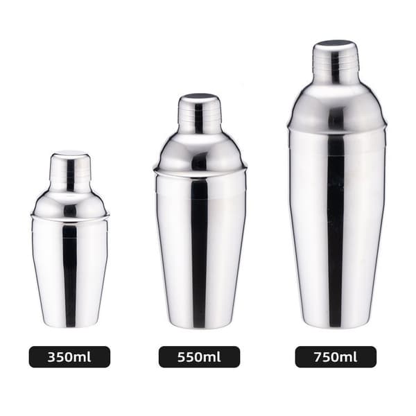 2-delt cocktail shaker - rustfritt stål med sil - 750 ml -
