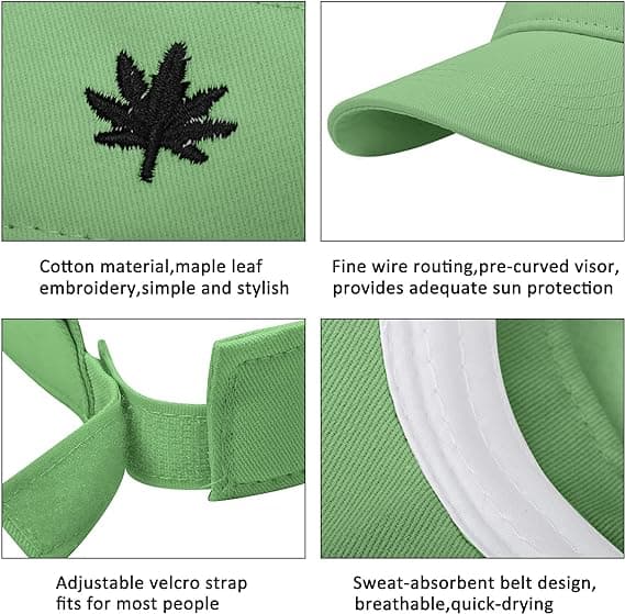 Dame Solhatt - Unisex Visor Cap, Lønneblad Brodert Justerbar