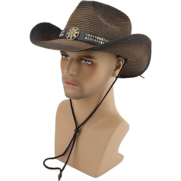 Vuxen Sol Halm Kvinnor Män Cowgirl Western Cowboy Hatt Färgad