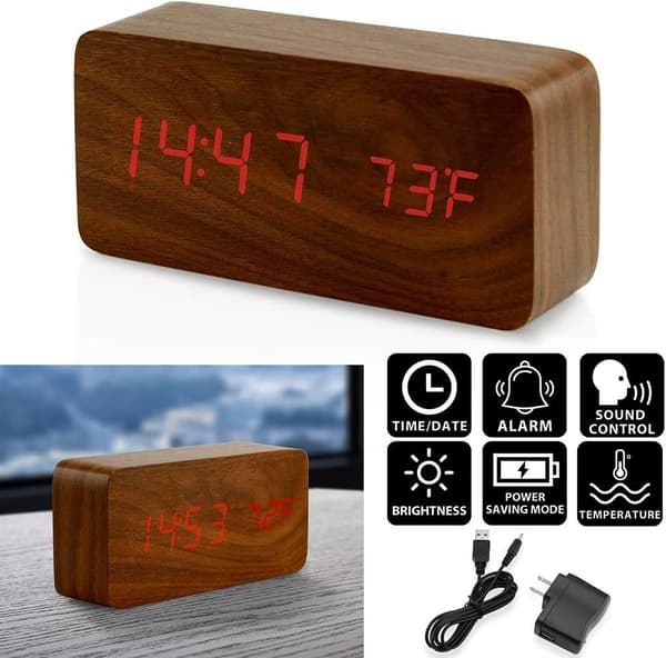 Trädigital väckarklocka, multifunktionell smart väckarklocka, LED