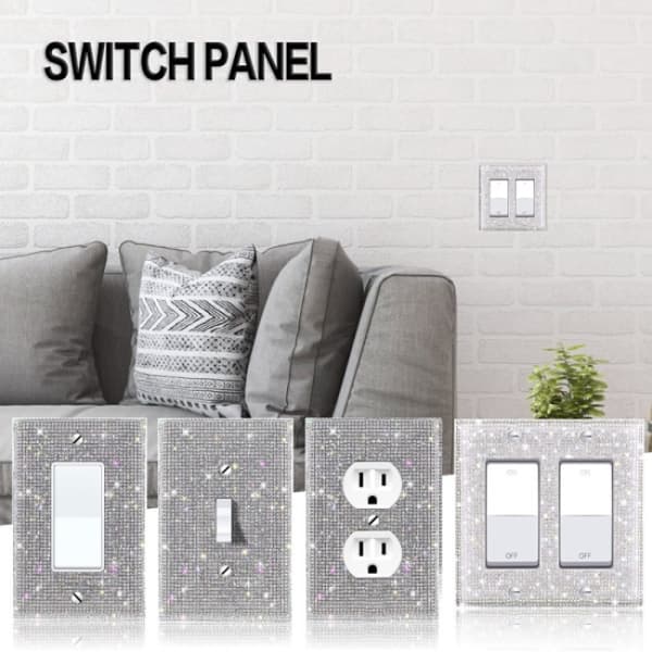 2 st US Standard Switch Panel Sticker Rhinestones Socket Frame