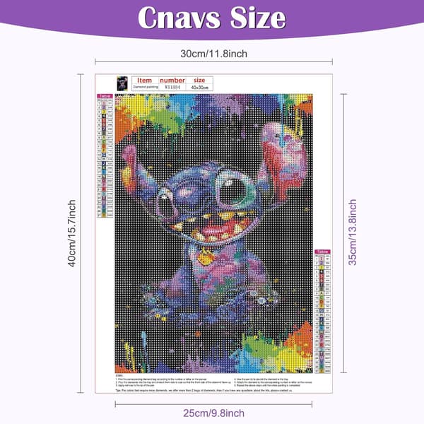 30*40CM 5D Diamantmaling, Stitch Diamantmaling, Fuld Diamant
