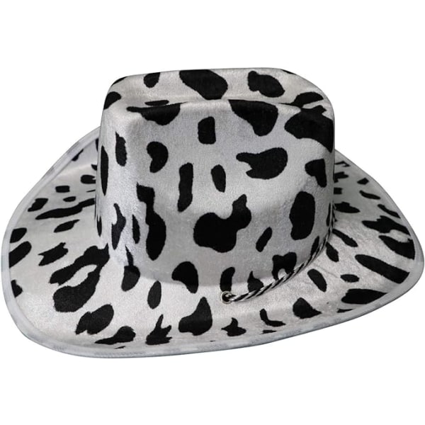Cowboy Hat Sjov Cow Print Hat – Unisex sort og hvid cowboyhat
