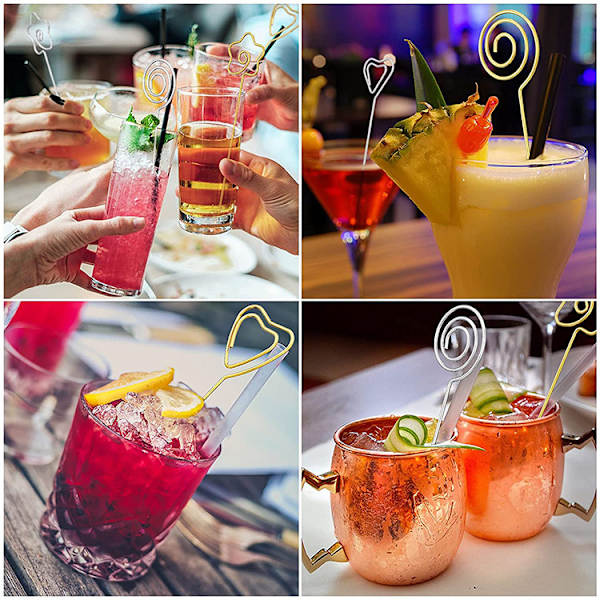 Cocktailpind, 6 stk. rustfrit frugtpind i rustfrit stål, genanvendelig