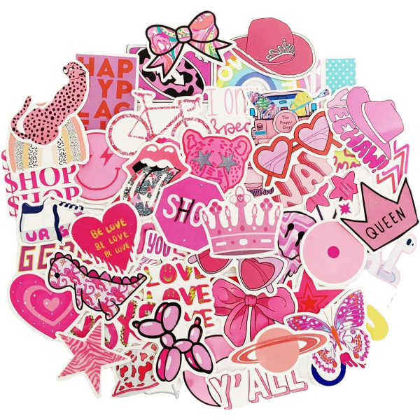 50 stk Pink Preppy Style Stickers Valentinsdag Pink Girl Laptop