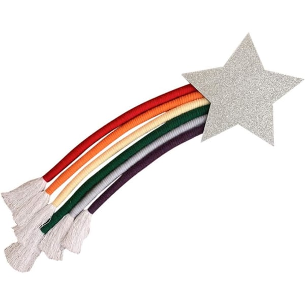 Nordic Håndvævet Makrame hængevedhæng Lucky Star Rainbow Tape