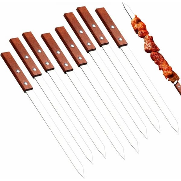 8 stk. grillspyd i rustfrit stål til grill