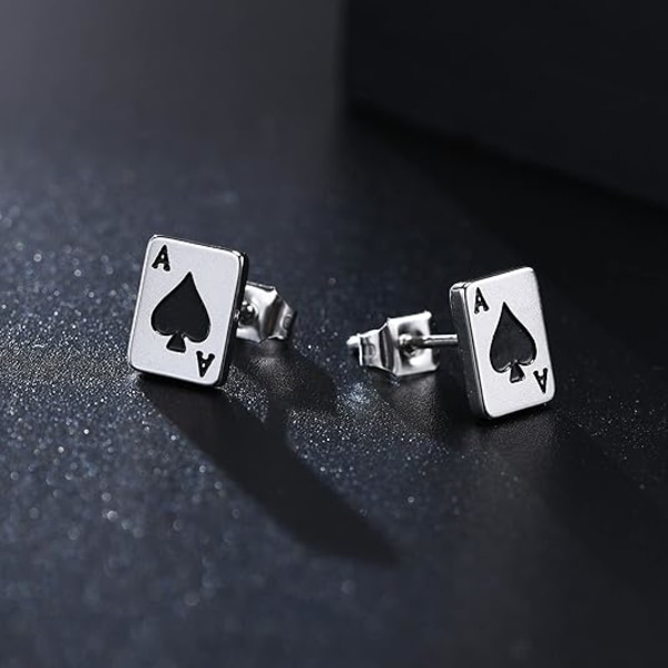 Unisex Poker Ess Studörhängen | Rostfritt Stål Ess i Spader P