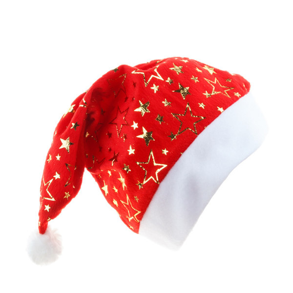 Ensiluokkainen Velvet Comfort -joulupukin hattu, jossa Extra Pehmoinen mansetti ja Pom Pom -juhlakoristelupäähineet (tähti)