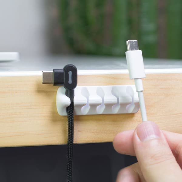 Skrivebordskabelarrangørklips - 5-pakning - Silikonkabelholder Fixe
