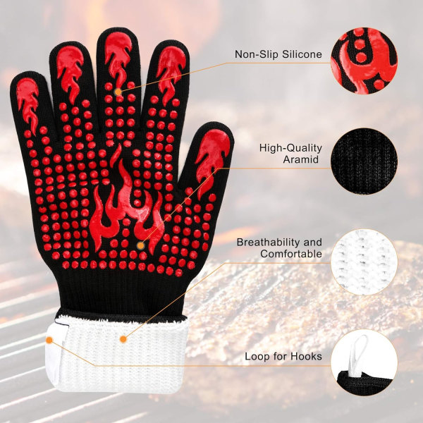 BBQ-handske, värmebeständiga BBQ-handskar upp till 800°C, värmebeständiga