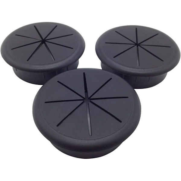 Sæt med 3 fleksible kabelgennemføringer i plast, 60 mm i diameter - Sort