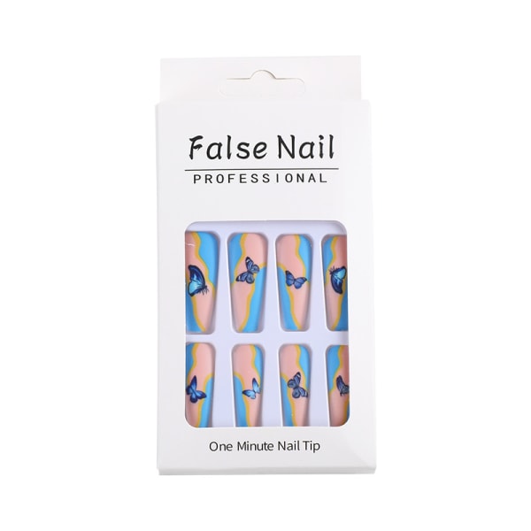 24st False Nail Patches Enkelt gelélim Frosted Butterfly Mani