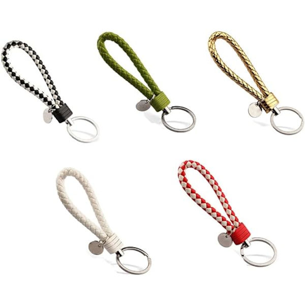 5PCS Nyckelring Flätad Läder Nyckelring för alla bilar Nyckelring Herrar K