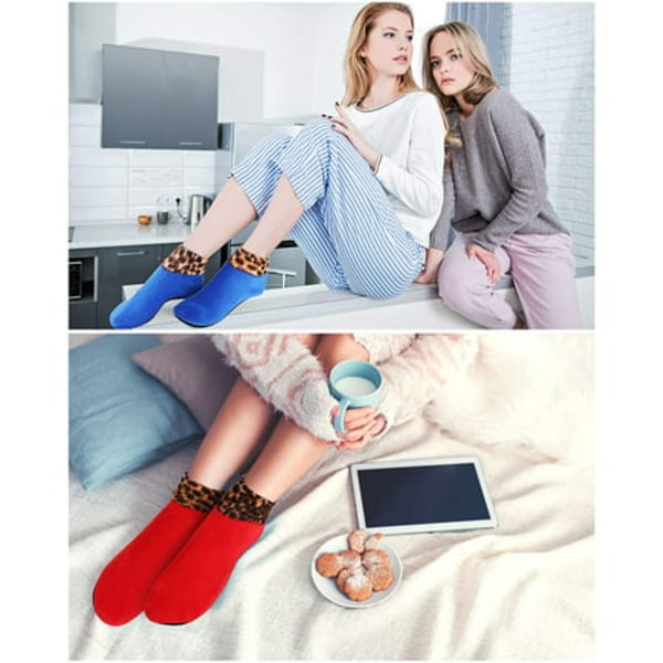 Indendørs skridsikre termiske sokker Leopard gulv Fuzzy Slipper Sock fo