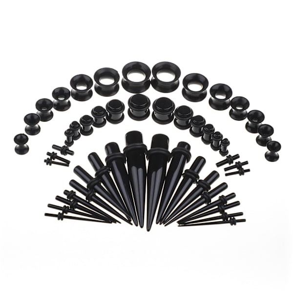 50 stk. ørestrækningssæt 14G-00G - Akryl Tapers og Plugs